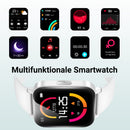 XINJI C1 White Smart-Uhr mit Bluetooth, Touchpanel, Puls-/Blutsauerstoff-Messung, Schlafmonitor, Kalorien-/Schrittzähler, Benachrichtigungsfunktion, App, 5ATM Wasserdicht