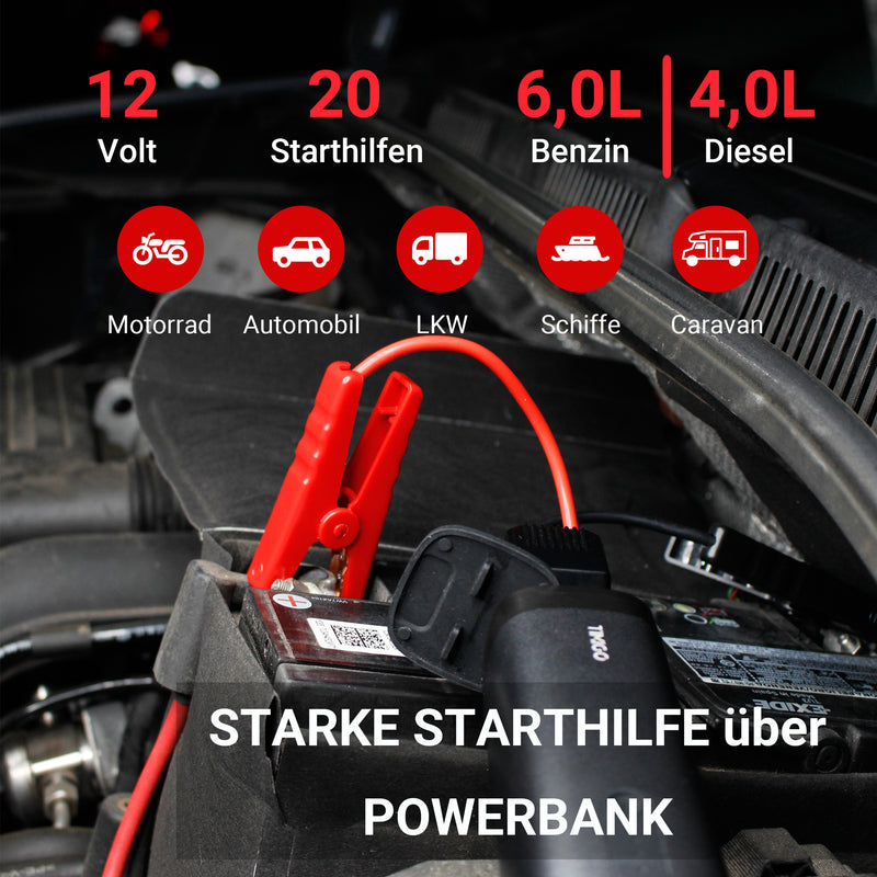 Tragbares 12V Autobatterie Starthilfe Powerbank Pack Fahrzeug Ladegerät §