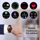 XINJI N2 Smart-Uhr mit Bluetooth, Touchpanel, Puls-/HRV-/Blutsauerstoff-Messung, Schlafmonitor, Musikspeicher Dreh-und Druckknopf Black