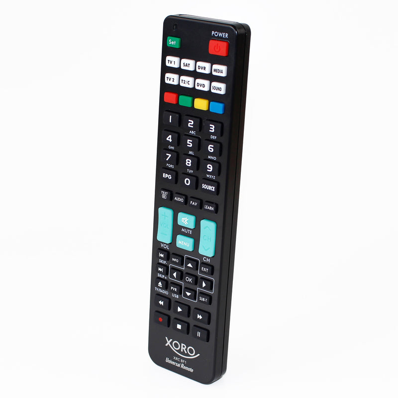 XORO XRC 8F1 Universalfernbedienung: Vielseitige und benutzerfreundliche Fernbedienung für die Steuerung Ihrer TV- und Audiogeräte - Erleben Sie Komfort und Bequemlichkeit für 8 Geräte in einem Gerät!