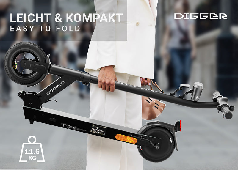 Erleben Sie Freiheit und Komfort mit dem Digger ES1 E-Scooter - Der perfekte elektrische Begleiter für Ihre täglichen Fahrten!