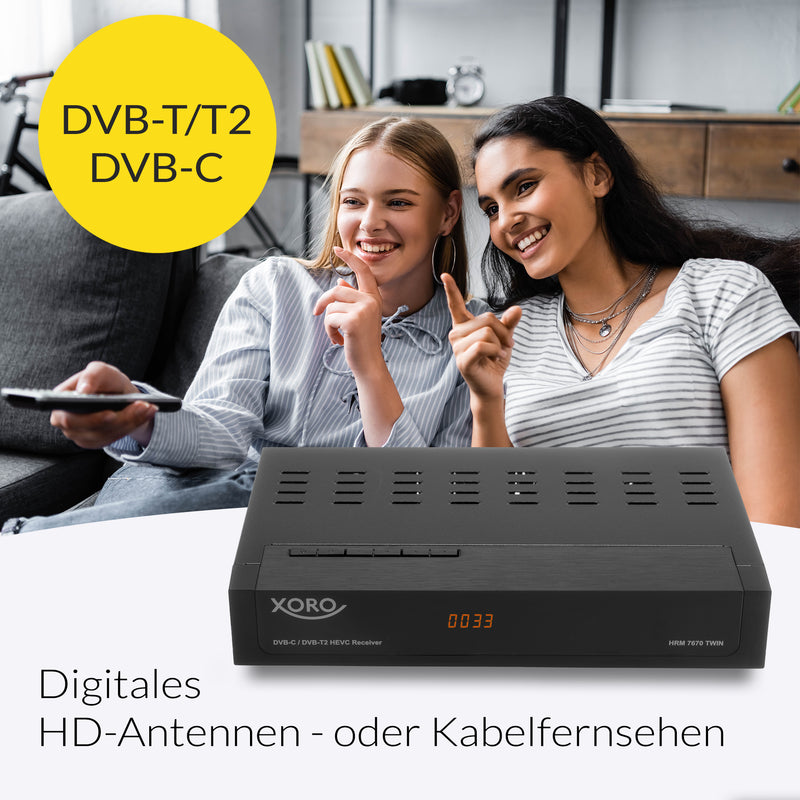 XORO HRM 7670 TWIN: Hochwertiger Twin-Tuner HD-Receiver für gleichzeitiges Aufnehmen und Ansehen von Fernsehsendungen - Maximale Flexibilität für Ihr TV-Erlebnis!