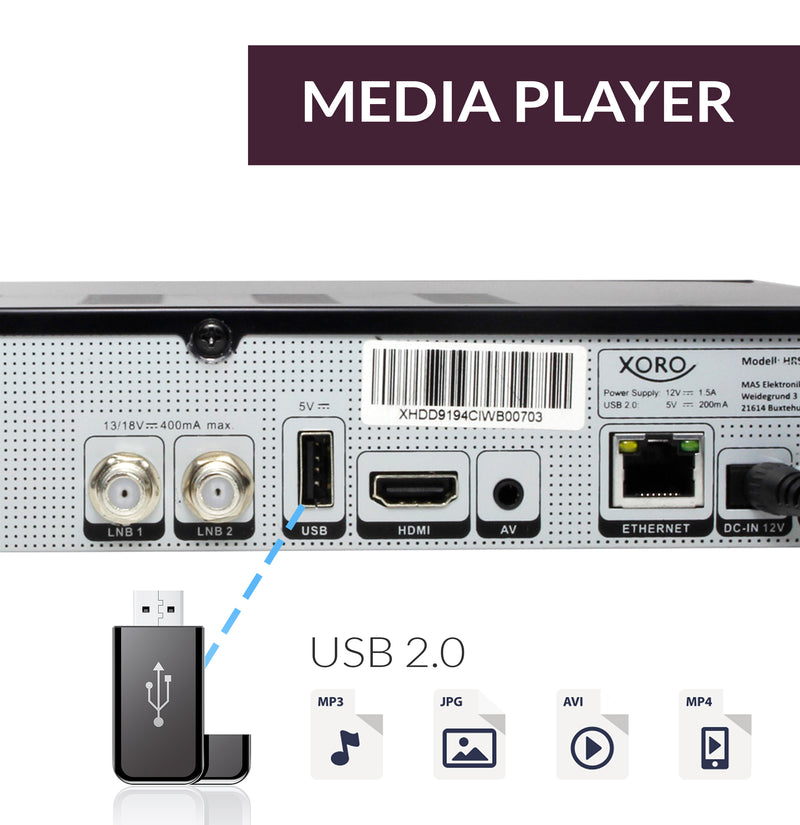 XORO HRS 9194 HDD 2TB: Leistungsstarker HD-Satellitenreceiver mit 2TB Festplatte für erstklassiges Fernsehen und bequeme Aufnahmemöglichkeiten - Genießen Sie grenzenloses TV-Vergnügen!