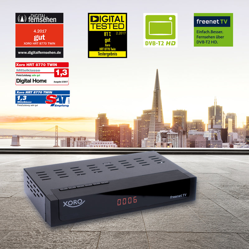 XORO HRT 8770 Twin – Récepteur FullHD DVB-C/T2, Double Tuner, Freenet TV, PVR, Timeshift XORO HRT 8770 Twin – Récepteur FullHD DVB-C/T2, Double Tuner, Freenet TV, PVR, Timeshift