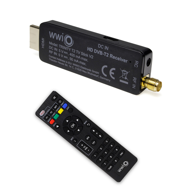 WWIO TRINITY T2 TV Stick RCU 2 in 1: Genießen Sie digitales terrestrisches Fernsehen auf Ihrem PC oder Laptop mit dem vielseitigen WWIO TRINITY T2 TV Stick und der praktischen 2-in-1-Fernbedienung!